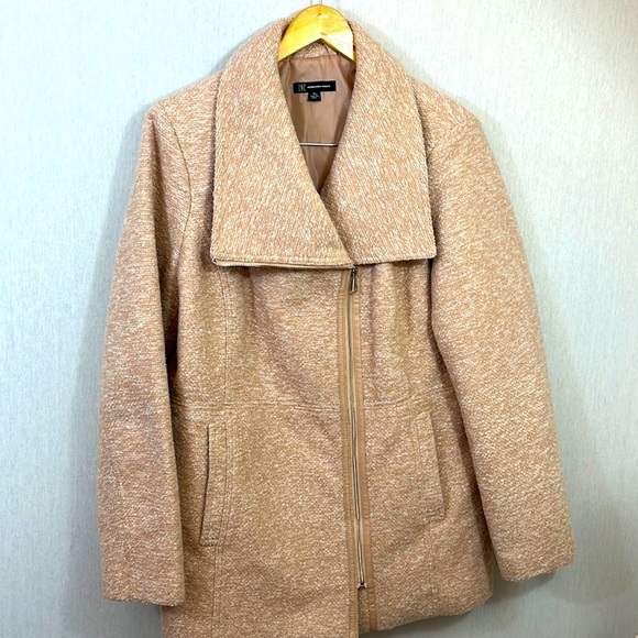 INC International Concepts asymmetrical zipper shawl collar warm jacket - Picture 2 of 9